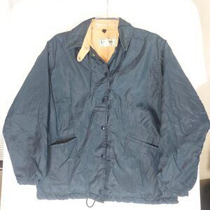 Vintage 70's L L BEAN Lined Snap Front Nylon Coach Jacket Women's Large Navy